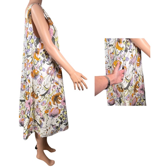 Jaeger Floral A-Line Sleeveless Midi Dress Size 12 - Picture 3 of 5